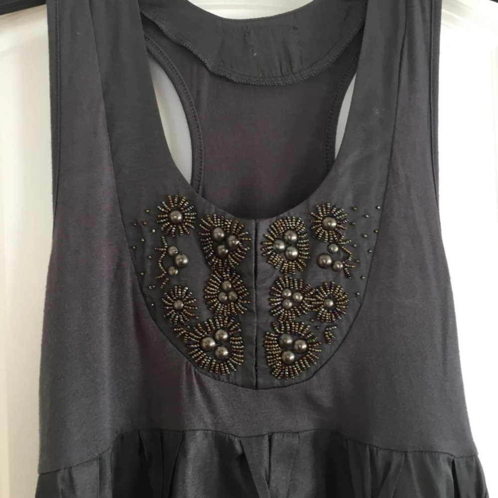 Gray Beaded Racerback Dress